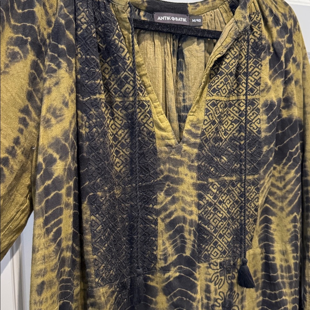 ANTIK BATIK ARTISAN Hand-Dyed Tunic Dress resort wear vacation one of a kind - Picture 5 of 12